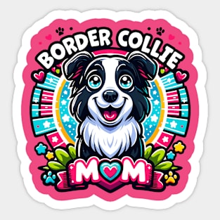 Border Collie Mom: Cheerful Cartoon Dog Love Design Sticker